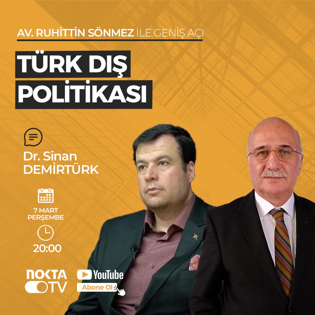 Ruhittin Sönmez ile Geniş Açı programında bu hafta Dr. Sinan DEMİRTÜRK  ile sohbet edeceğiz. Ruhittin Sönmez ile Geniş Açı programı 7 Mart Perşembe Günü saat 20.00 de Nokta TV kanalında yayında!
.
#noktatv #noktagazetesi #kocaeli #genişaçı #canlıyayın #ruhittinsönmez