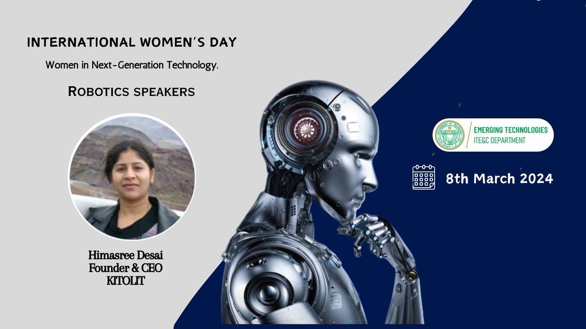 🤖 Unlocking Tomorrow: Celebrating Women in Robotics with HimaSree Desai from KITOLIT. 🤝 Together, let's unlock the future with innovation and diversity. 🗓️ Join us at #LinkedInLive on March 8th, 2024 🔔Stay Tuned for more details 👥@jayesh_ranjan | @ramadevi_lanka