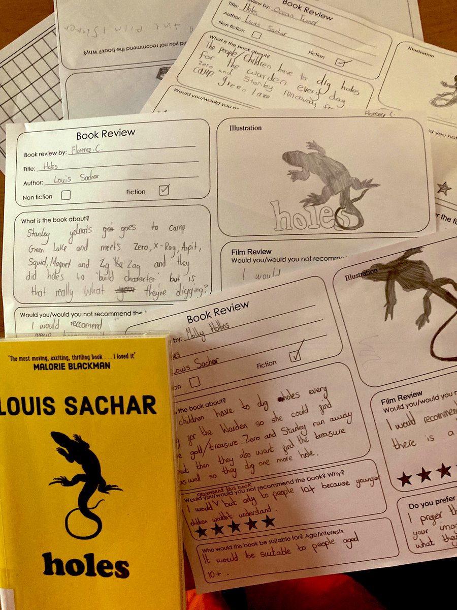 latimerprimary's tweet image. #LatimerLOVESreading #WorldBookDay2024 #ClassVC have thoroughly enjoyed reading ‘Holes’ by Louis Sachar. They have been writing a review of the book and comparing it to the film.