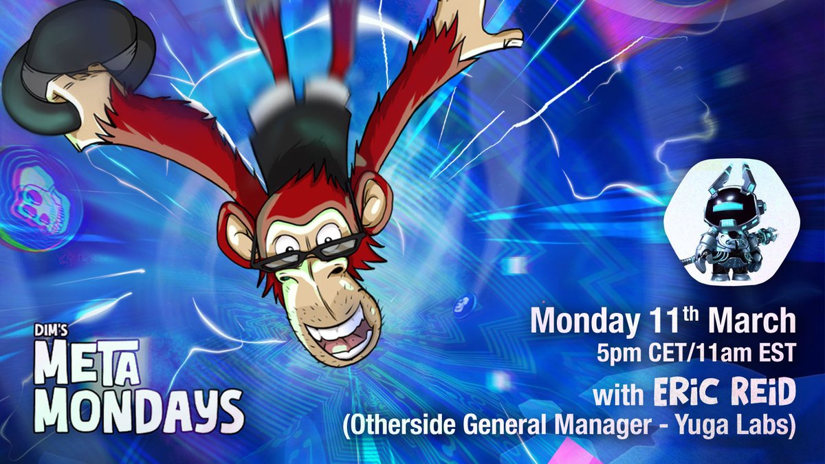 Next Monday I'll have the pleasure to host @ericbreid, General Manager of @OthersideMeta!🌐 Set your reminder➡️twitter.com/i/spaces/1Yqxo…