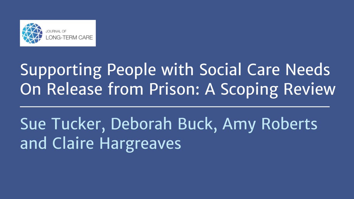 NEW ARTICLE: Supporting People with #SocialCare Needs On Release from Prison. 📚 In this scoping review, Sue Tucker, Deborah Buck (@OfficialUoM), Amy Roberts (@uochester) + Claire Hargreaves (@LancasterUni) what is known. Read more:👉journal.ilpnetwork.org/articles/10.31…