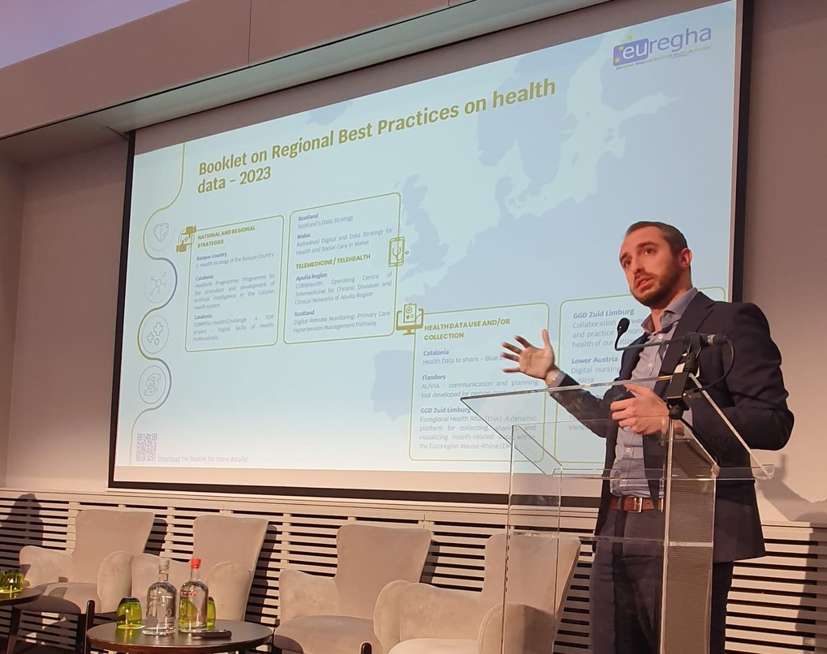 Glad to present the @EUREGHA booklet of regional practices on #healthdata #digitalhealth at @Vision4Health event. 🔑 message? Let's build on what's already happening across Europe to speed up digital health implementation, starting from regions! ➡️ euregha.net/news/discover-…