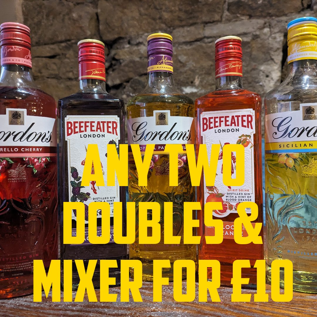 Any Two Doubles &amp; Mixer🍹🍹 from our selected Gin range for just £10 🎉🎉 #gordons #beefeater #gin #horwich