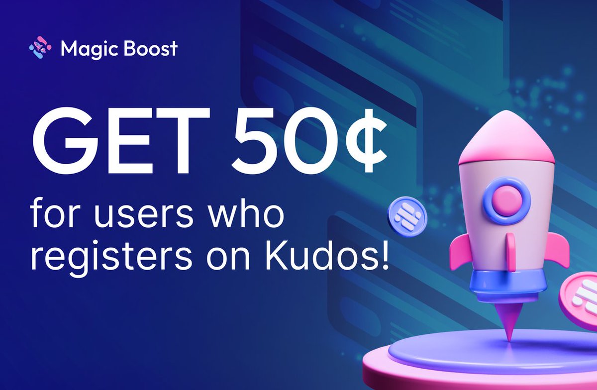 🚨 New Offer is Live on Magic Boost - #Kudos Technologies  🚨

🤑 Get 50¢ for users who register on Kudos!

💸 Commission Amount: 50¢

🌎 Available: US

📱 Device: All devices are supported

⛔ Restriction: Only first time users

👉 Sign Up: magic.store/magic-boost