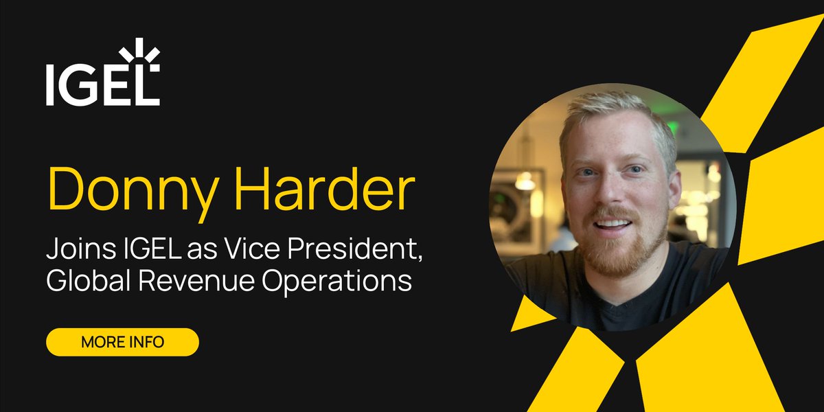 IGEL proudly welcomes Donny Harder, VP of Global Revenue Operations, to elevate customer acquisition and revenue growth strategies. #IGEL #IGELOS #globalexpansion buff.ly/48FhnfL
