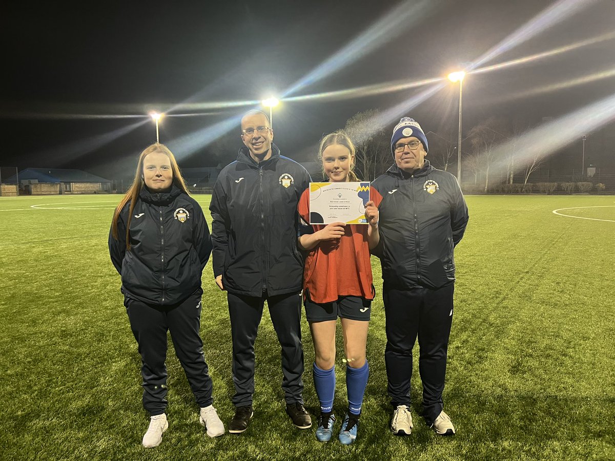 Our Player of the Week is a girl who could have won the award any week this season.  She has 5 goals and 3 assists, in our 3 grading games, can play multiple positions and demonstrates focus and dedication in training. Well done Mairi.