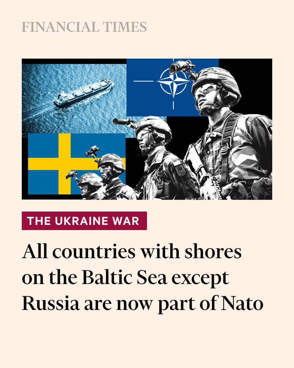 'The Baltic Sea becomes a Nato lake.'⁠ Sweden is set to finally join Nato, meaning the western defence alliance has nearly ringed the entire Baltic Sea, a significant oil trading route for Russia and home to one of its fleets ft.com/content/c63754…