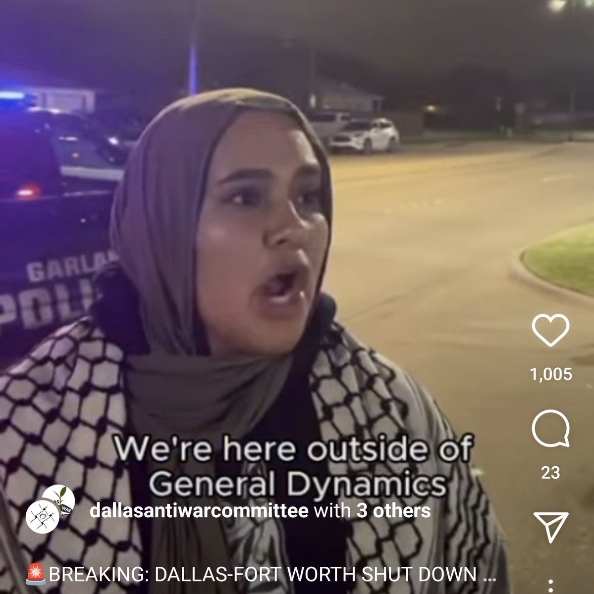 stevanzetti's tweet photo. BREAKING: pro-Palestinian activists blocked the entrances to the General Dynamics factory near Dallas, Texas, for three hours in an effort to stop production of explosive ordnance used by the Israeli military in Gaza. https://t.co/8nMTaoiFcc