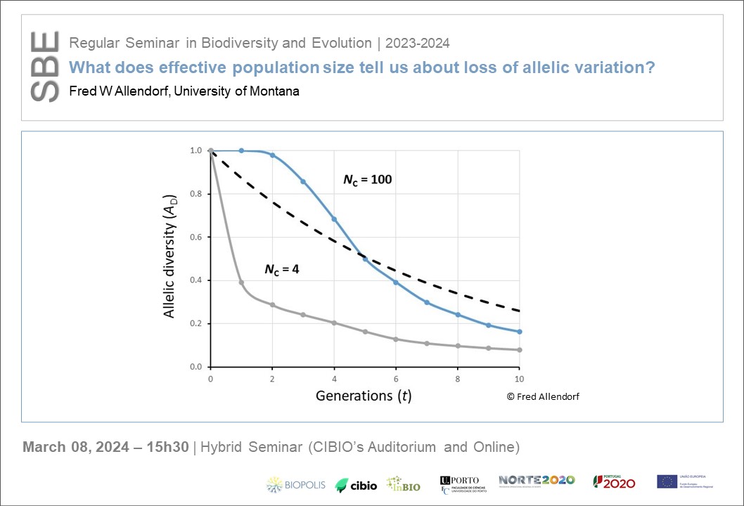 Seminar in #Biodiversity and #evolution What does effective population size tell us about loss of allelic variation? Fred W Allendorf, University of Montana 🗓️Tomorrow -15h30 - Hybrid event More info: cibio.up.pt/en/events/what…