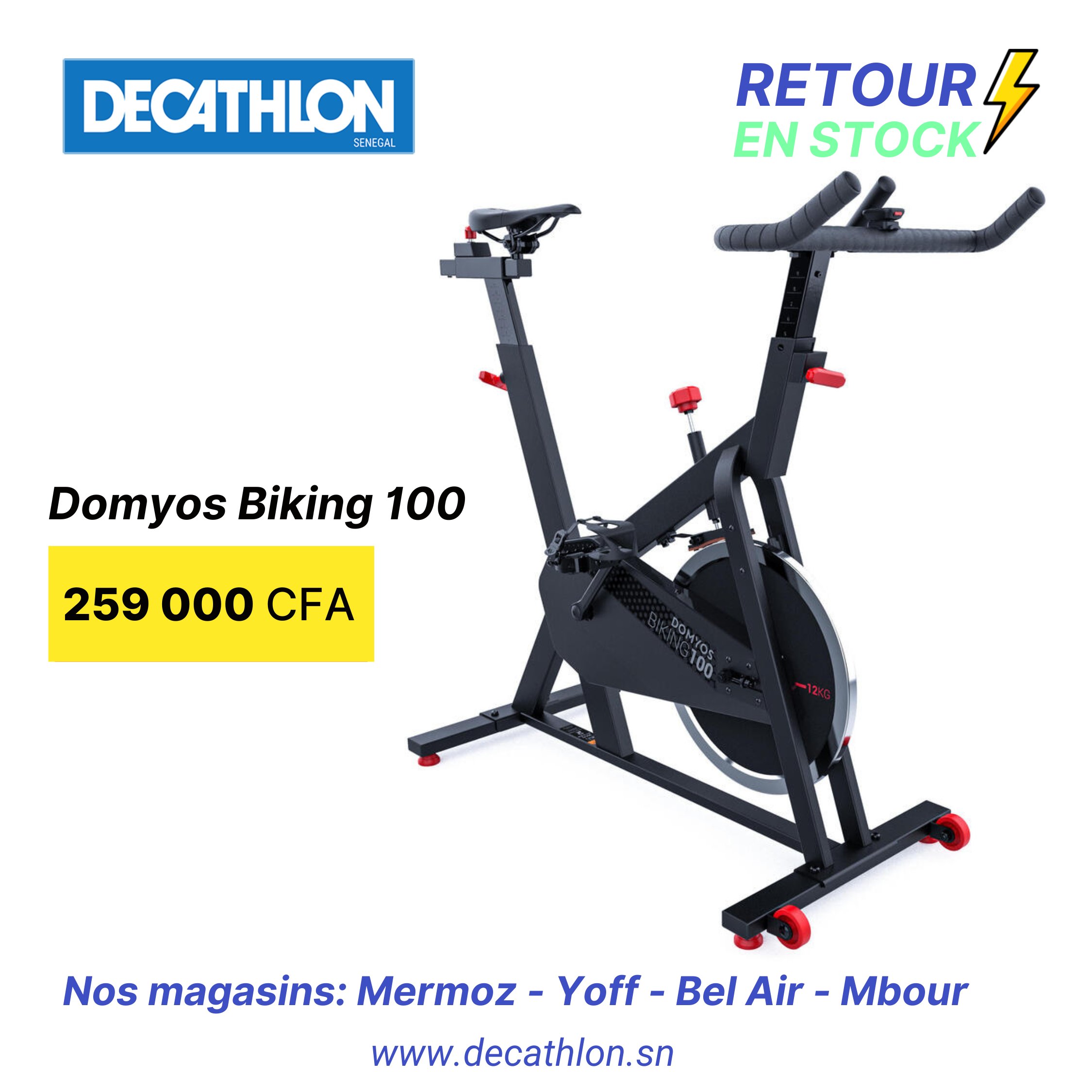Decathlon Senegal on X Faites place a une experience de velo d interieur exceptionnelle avec le Domyos Biking 100 Concu pour les utilisateurs occasionnels a reguliers teste pour 5h semaine. Stabilite ...
