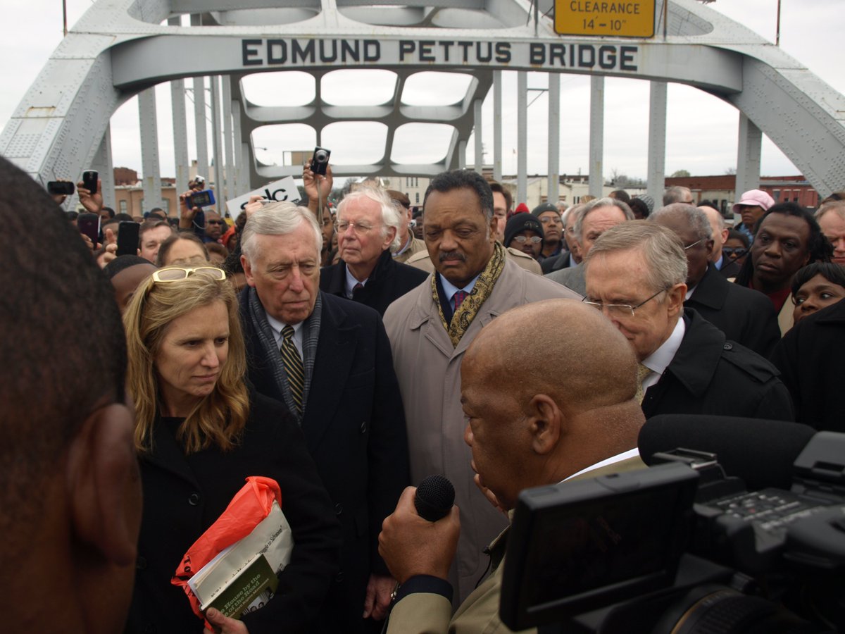 RepStenyHoyer's tweet photo. 59 years ago today, civil rights activists - including my brother John Lewis - were savagely beaten while marching for their right to vote on what is now known as Bloody Sunday.

John never bore resentment and I was honored to cross the Edmund Pettus Bridge with him 15 times. https://t.co/6eYgQuKJT1