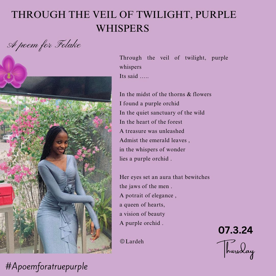 DAY 67 💜✨ THROUGH THE VEIL OF TWILIGHT, PURPLE WHISPERS . 
@_sheisfolake A purple orchid 

#poetrytrybe #366dayspoetrychallenge #Apoemforatruepurple