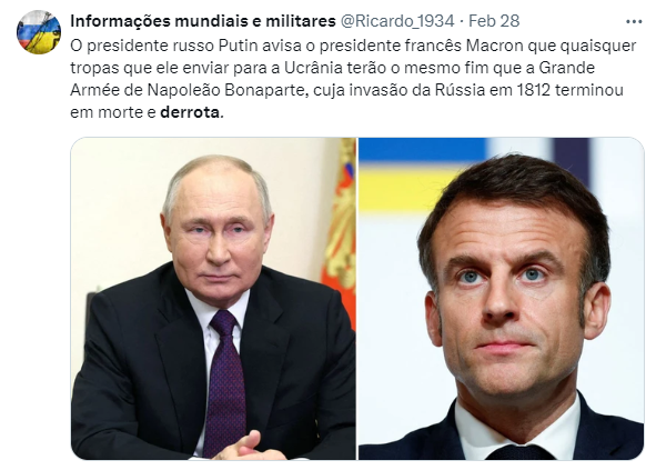marco36934747's tweet image. Agora o Putin pegou pesado com o "nutellinha" do Macron ... Vixi Noooosssiiiinhooorraaaaaa !!!!!! @KremlinRussia_E @EmmanuelMacron #Russia #Frace #Franca #Guerra #Ucrania