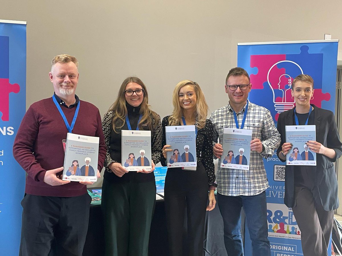 <a href="/LauraSue888/">Laura Radcliffe</a> <a href="/RachAshman/">Rachel Ashman</a> <a href="/H_McAleavey/">Hannah Mcaleavey</a>, Chris Williams and I are all enjoying the  #letstalkresearch2024 conference! We garnered brilliant feedback from NHS staff about the problems they experience with flexible working practices and how they might be made more family-friendly.