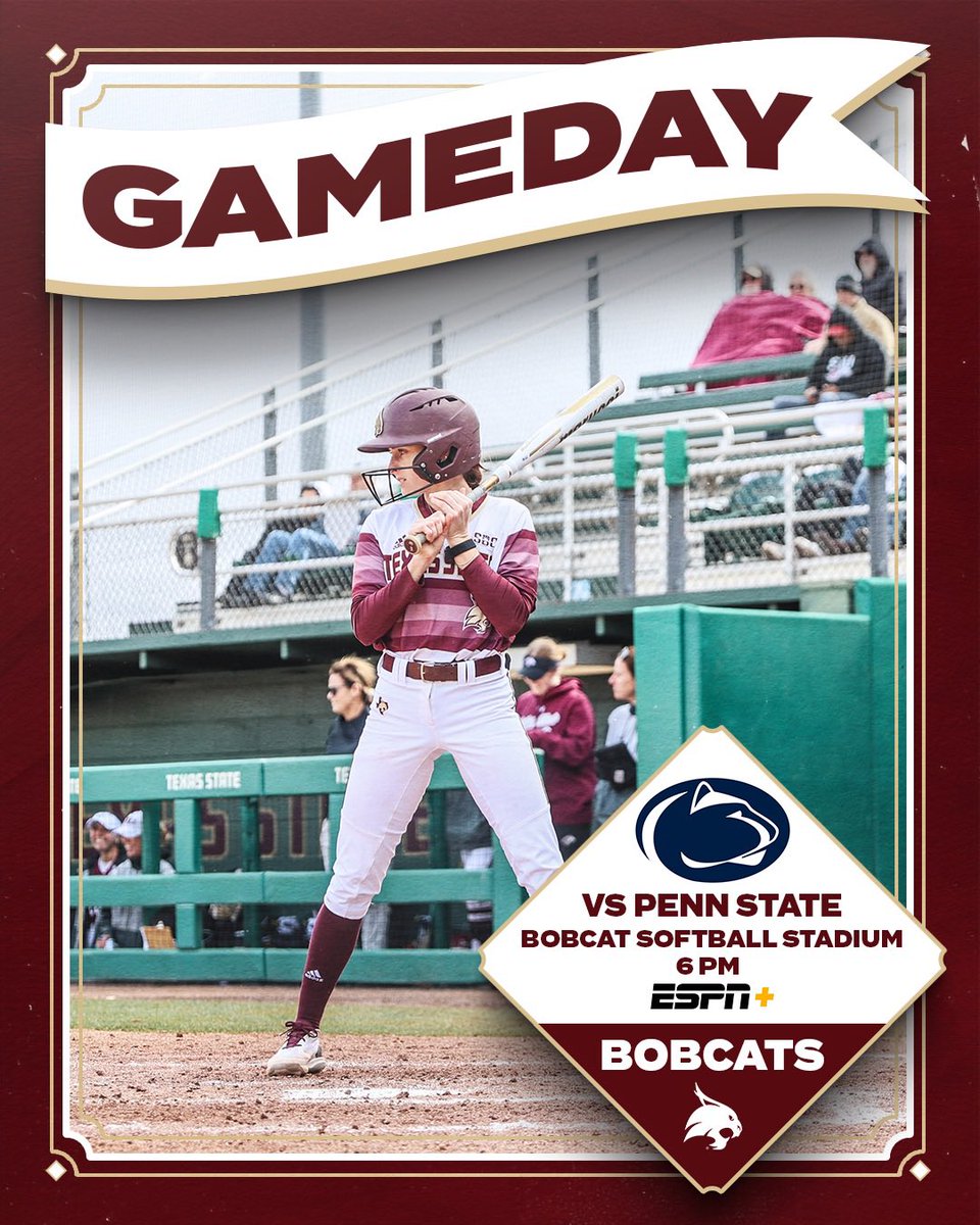 Back in our house tonight 😻 #EatEmUp 🆚 Penn State ⏰ 6 pm 📍 Bobcat Softball Stadium 📺 tinyurl.com/27lsn9sk 📈 txst.com/stats 🎟️ txst.com/tickets