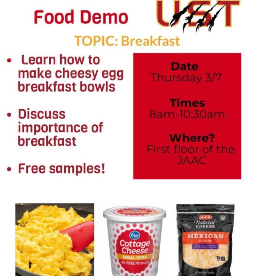 Our Nutrition EXPERTS are in the JAAC lobby! Learn from the best how to feed your mind/body/soul @USTAthletics UST food demo ? how to make egg&potato breakfast bowl 🥗🦁 #CeltCulture