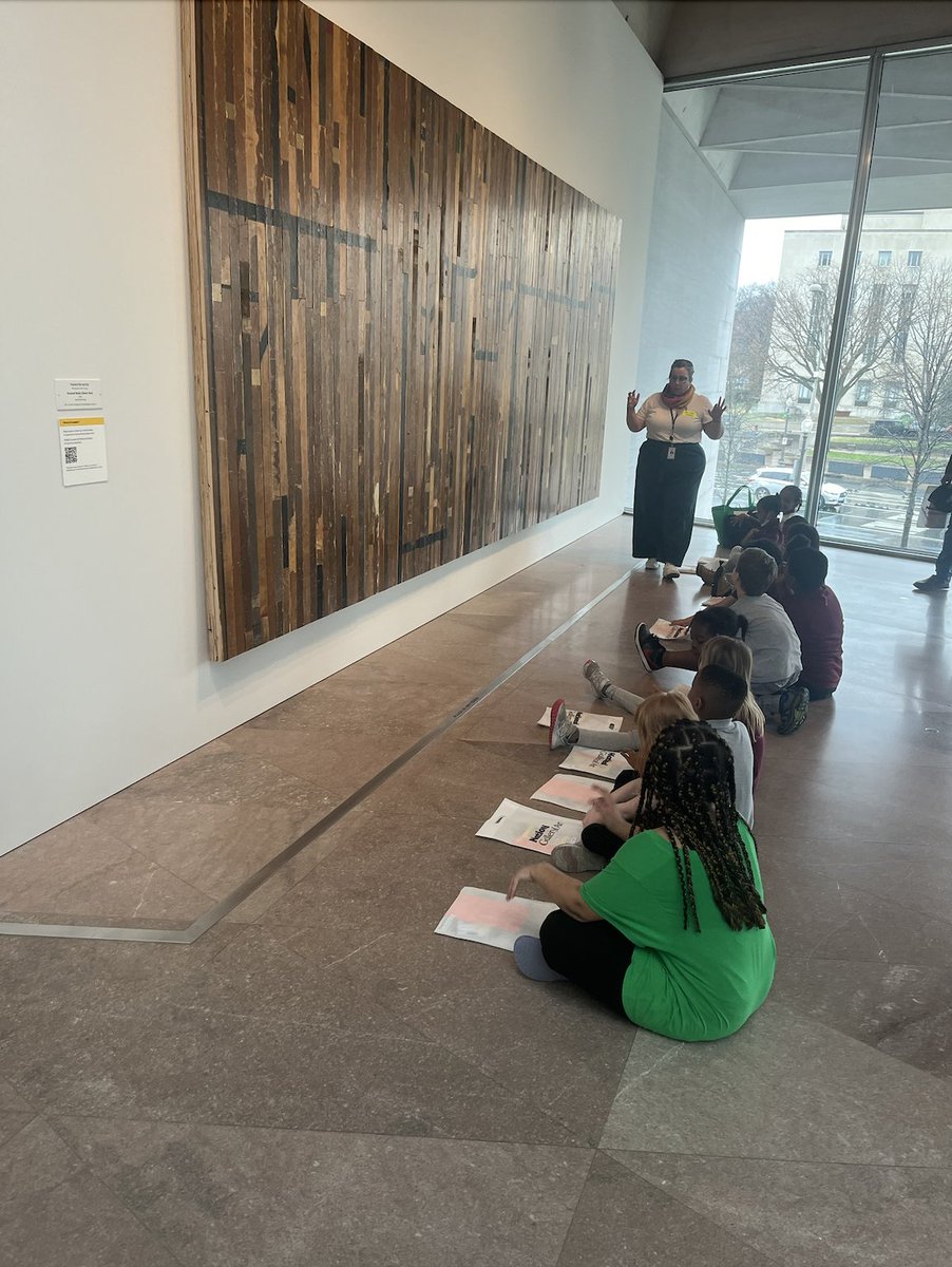 Thank you @ngadc for hosting the @JOWilsonDC Art Club this week. These first graders loved learning that this work of art is made out of... a basketball court! @DCPSArts