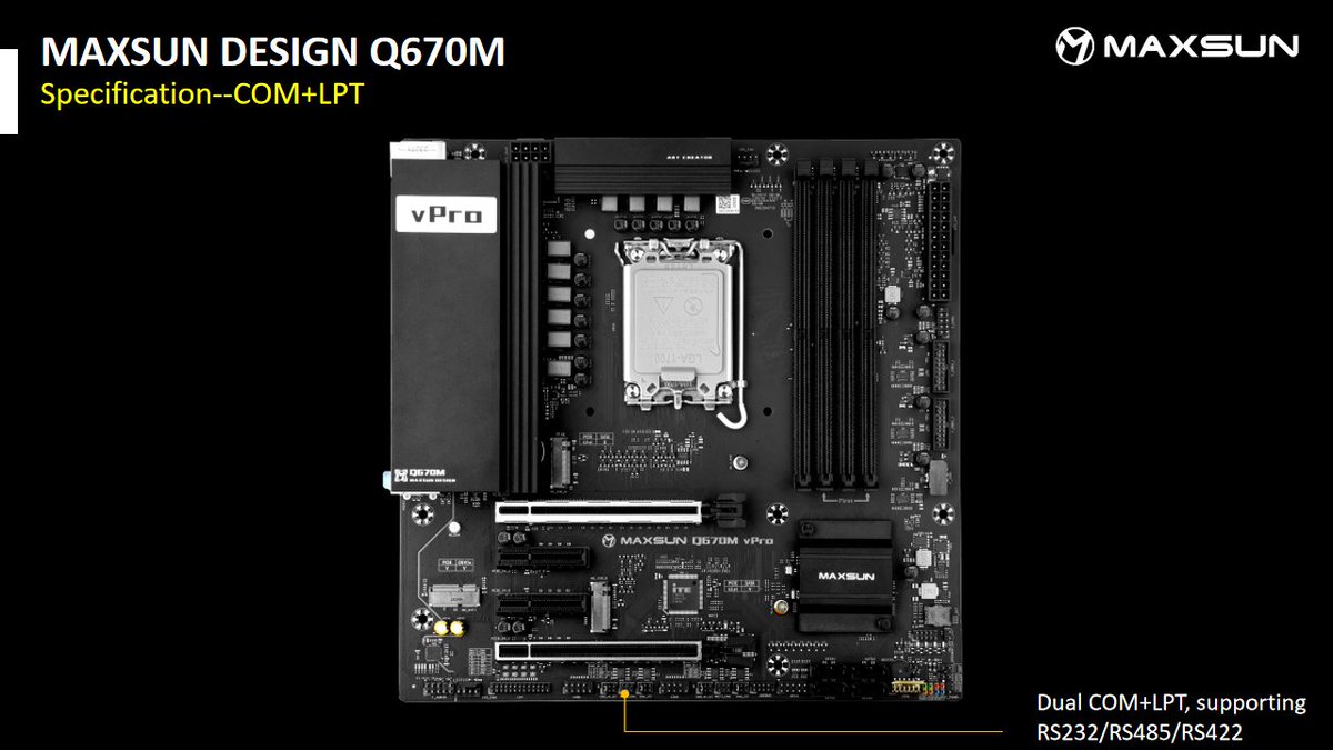 MaxsunOfficial's tweet photo. Rich Interface Design: Discover the abundant display and I/O ports of the MAXSUN MS-DESIGN Q670M, accommodating a variety of use cases with ease and efficiency.
Explore interfaces: https://t.co/jBLOSnZnG3
#Maxsun #DisplayPorts #IORich #VersatileUse https://t.co/uvMfaQHxnC