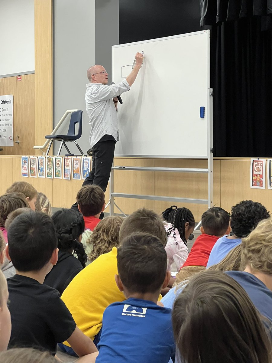 We had a visit from Tom Watson, author of Stick Dog and Stick Cat, today! Our students had a blast learning how to draw their favorite main character! #RISDBELIEVES #RISDWEAREONE #LEARNERFRAMEWORK #RISDLEADANDINT