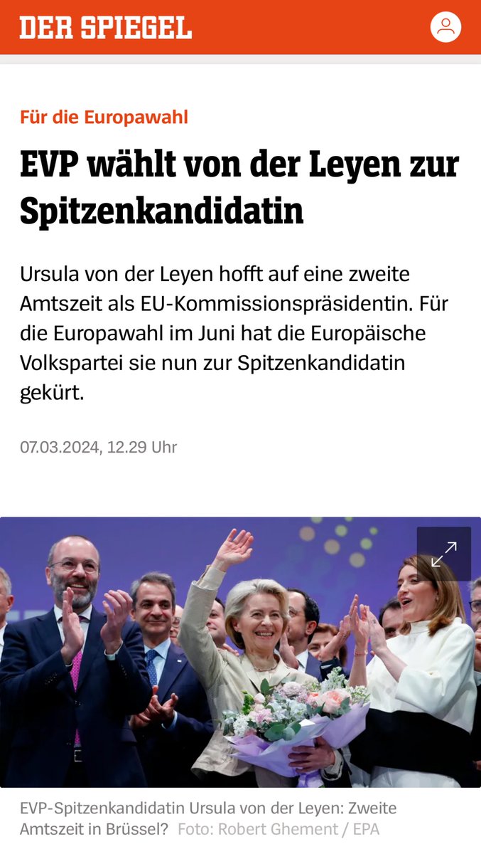 'EVP wählt von der Leyen zur Spitzenkandidatin'

Nur zur Information...: Wenn ihr bei der Europawahl @CDU oder @CSU wählt, bekommt ihr @vonderleyen ☝️

#CDUunwählbar #Europawahl24