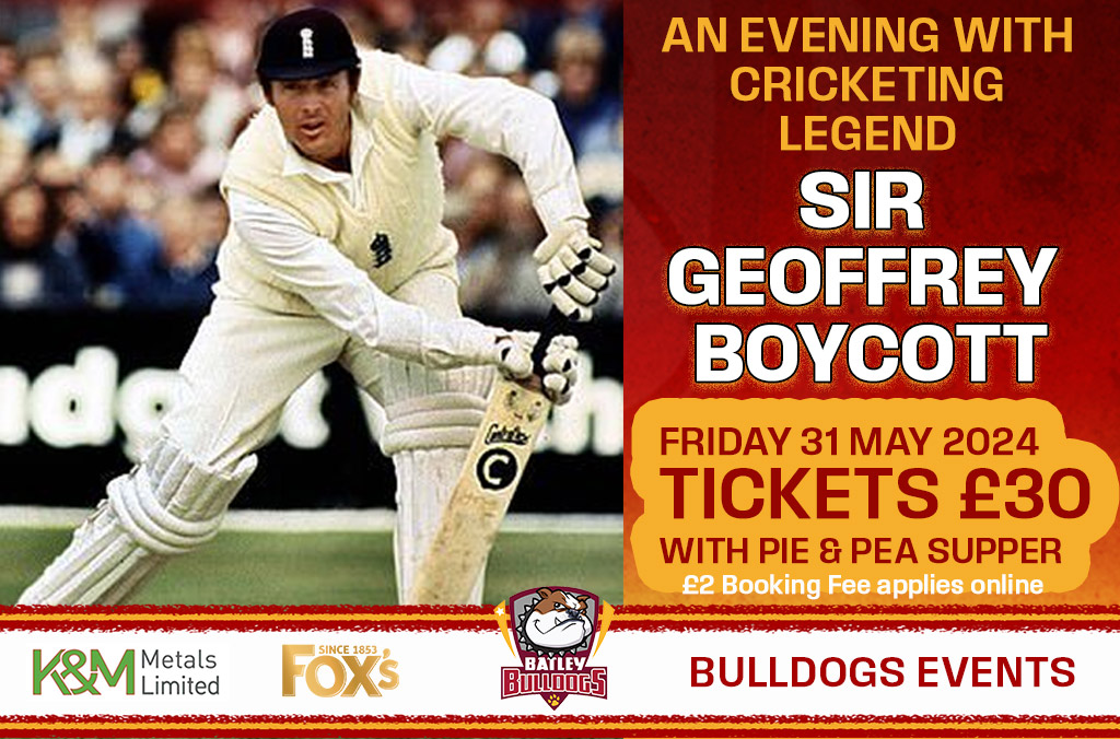 BatleyRLFC's tweet image. Don't miss this incredible event. A must for any cricket fans.

Tickets online or available from the club. 
Reserved tables if 10 on request

batleybulldogs.ticketco.events/uk/en/e/an_eve…
