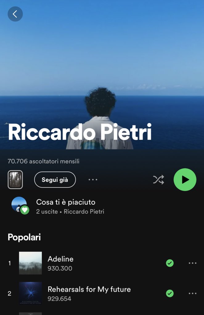 70.000 ascoltatori mensili su Spotify, un traguardo che non mi sembra vero 💙🎶