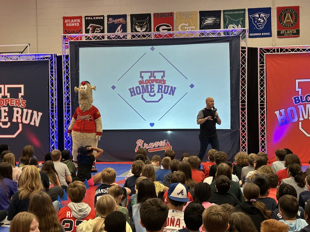 FordEScobb's tweet photo. 🌟 Exciting day at our school! ⚾ We had a special visit from Blooper from the Braves! 🎉 He shared some valuable lessons about making healthy choices to hit a HOME run every day! 🏡⚾ 🌟 https://t.co/D14tsdlif4