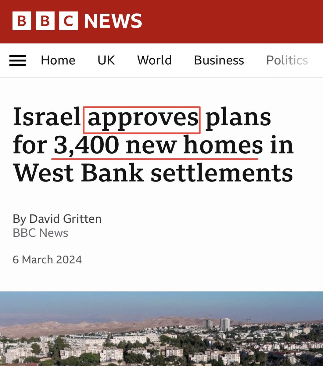 See the difference? The way Western media frames Israeli crimes is by design.

Looking at BBC’s headline you would think it’s a normal construction project. In reality, Israeli settlements in the West Bank are illegal under international law but continue to expand with impunity.