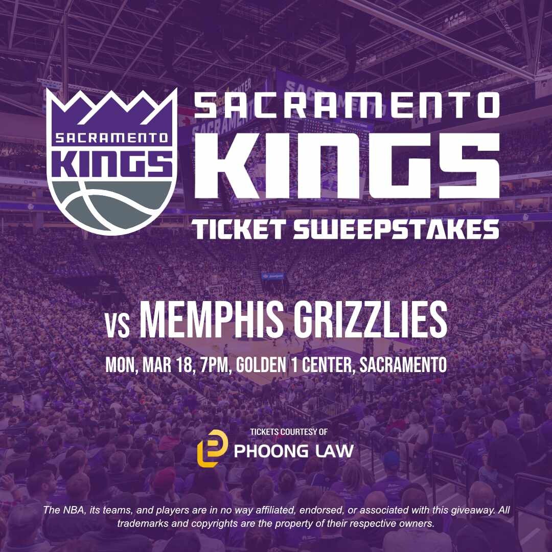 Win 2 FREE lower-level seats to the Memphis Grizzlies vs. Sacramento Kings game on Monday, March 18th, 2024, at 7:00pm, at Golden 1 Center, Sacramento! ✅ Enter: phoonglaw.com/grizzlies ✅ Like this post ✅ Share this post with your friends ✅ Tag a friend in the comments!