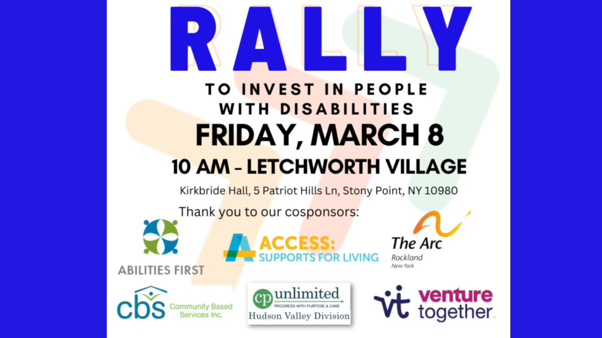 commbasedserv's tweet photo. 📢 Rally in the Valley Alert! 📢 Tomorrow, March 8, at Letchworth Village. We're coming together to make some noise and advocate for the future of individuals with developmental disabilities and the incredible staff who support them. #RallyInTheValley  #FairWagesForCaregivers 🌟 https://t.co/f4jXhKD87v