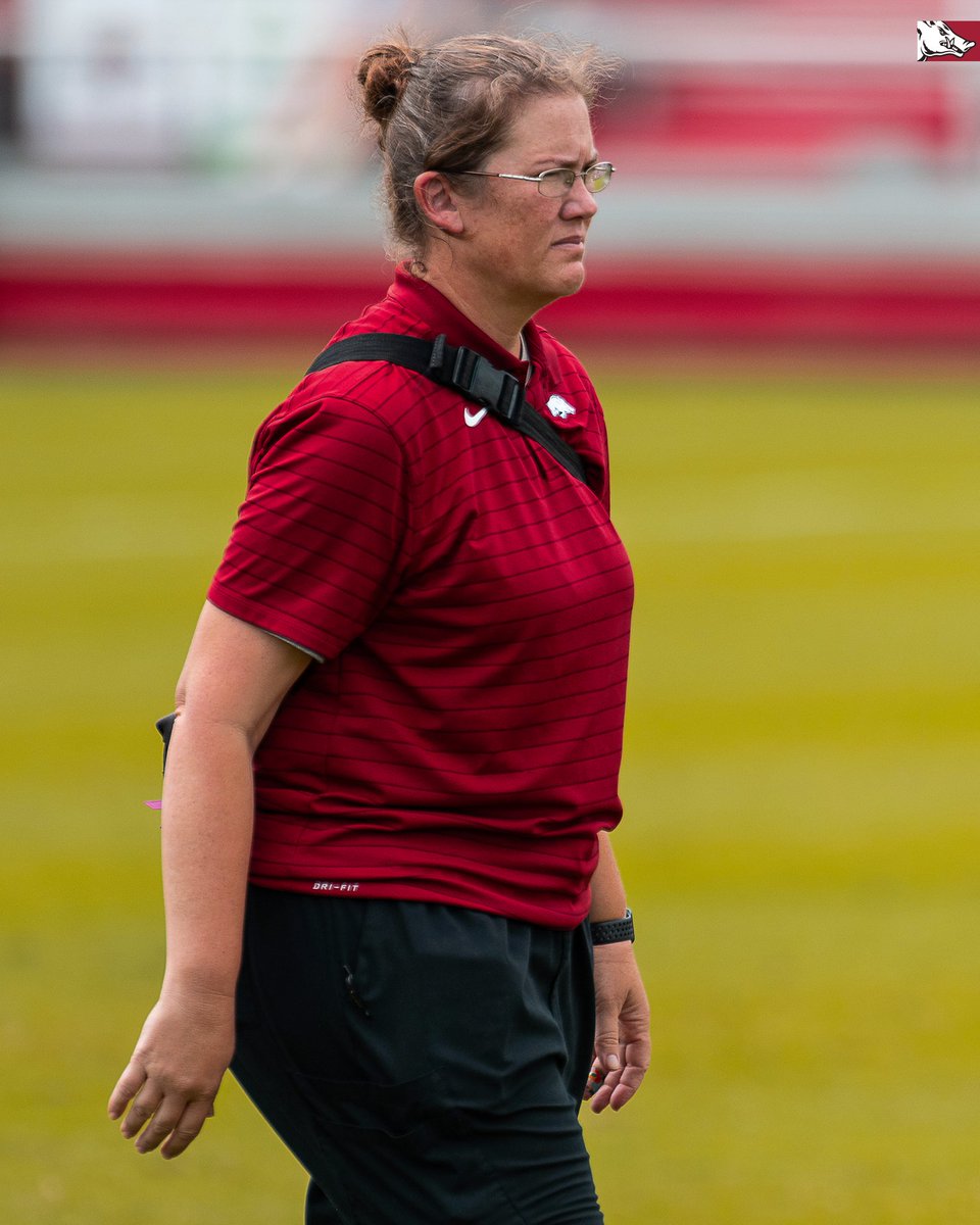 RazorbackSoccer's tweet photo. Happy National Athletic Training Month to the best of the best! We couldn't do it without Dawn Didier, who recently completed her 15th season with us.

(Dawn can probably throw a football better than you) https://t.co/vkQaHSzV5p