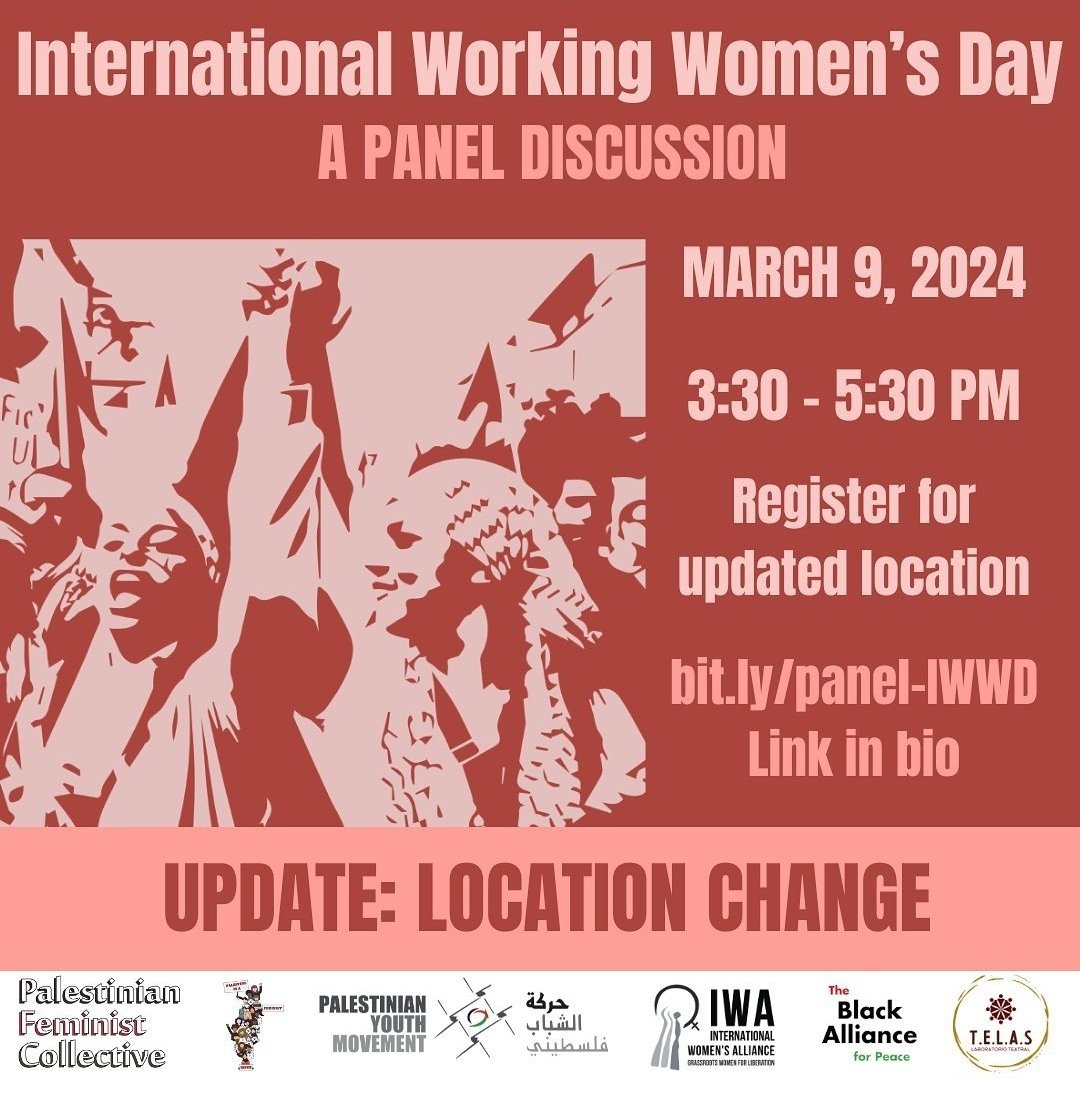 📢 Join us on March 9 for a panel discussion examining the failures of imperialist & colonialist feminism in global women's struggles. We'll explore women's roles in liberation from occupation, apartheid, imperialism, genocide, racism, & state violence. bit.ly/panel-IWWD