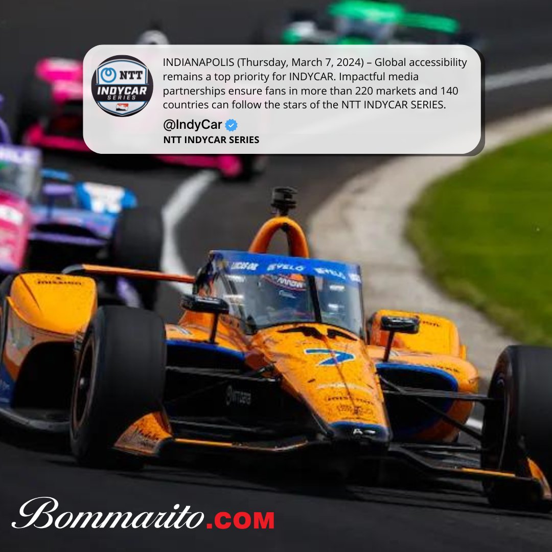 INDYCAR’s Extensive Global Broadcast Reach Continues in 2024 🏎️ 🏁 The 2024 NTT INDYCAR SERIES season begins this Sunday, March 10 at noon ET with the Firestone Grand Prix of St. Petersburg! #indycar #bommarito500