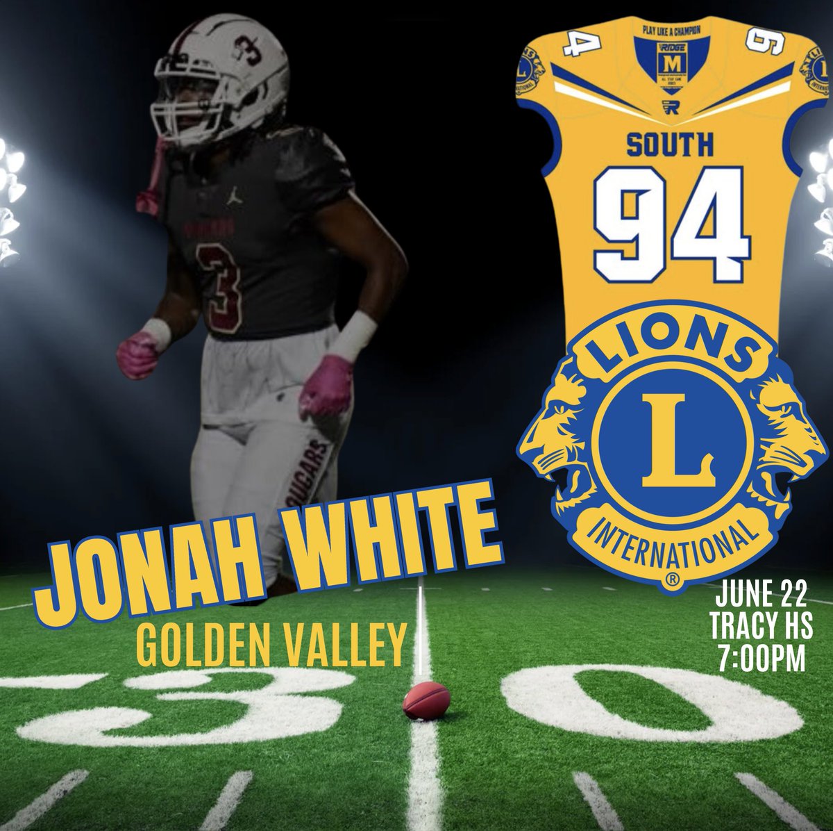 lionsFB4A1's tweet photo. Congrats to @JonahkWhite3 of Golden Valley HS for being selected to the South team of the Lions' All-Star game!
@CalHiSports @BlackHatFootbal https://t.co/CVBPK7GwWT