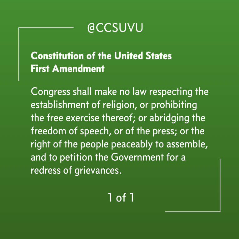 CCSUVU's tweet photo. Exercise your #FirstAmendment right by attending @CCSUVU's annual conference, entitled "#FreedomOfAssociation & the #RightToAssembly Wednesday, March 20, at 10 a.m. @UVU. More info: https://t.co/HGpMsQQzCp #constitution @UVUNews https://t.co/1v9VFnM82N