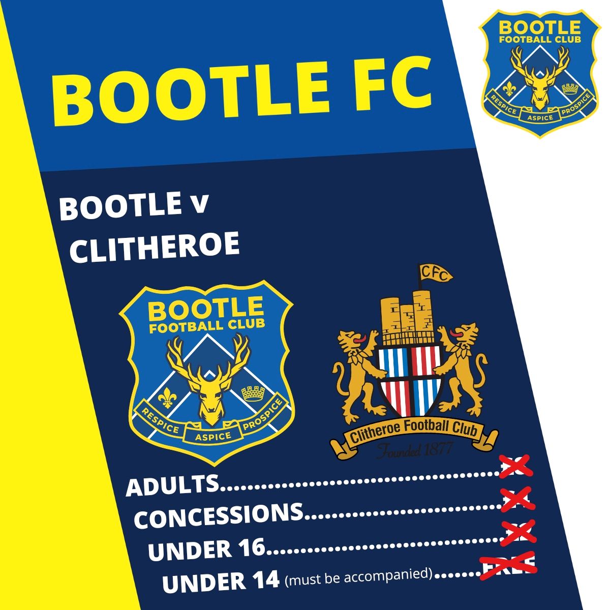 🫰 Pay what you want

🎟️ Set admission prices are removed for <a href="/ClitheroeFC/">Clitheroe FC</a> next Saturday <a href="/bbcmerseysport/">BBC Sport Merseyside</a>

❌ No <a href="/LFC/">Liverpool FC</a> or <a href="/Everton/">Everton</a> games

👏 Get behind The Bucks play-off push

🆚 <a href="/ClitheroeFC/">Clitheroe FC</a>
📅 Sat 16 Mar
🕒 15:00
🏆 <a href="/NorthernPremLge/">The Pitching In Northern Premier League</a>
📍 Berry Street Garage Stadium

#UpTheBucks