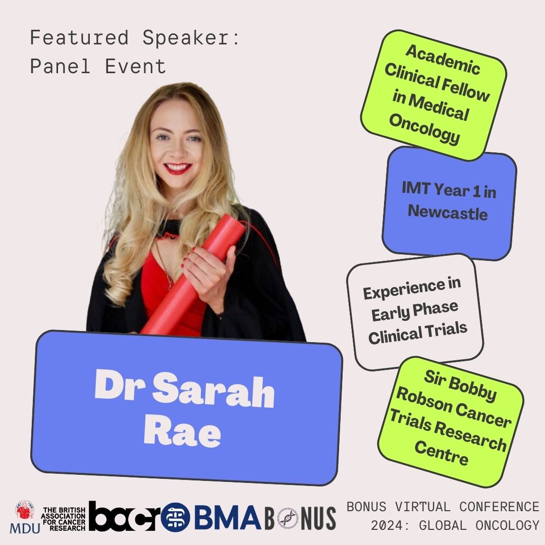 Panel Speaker Annoucement: Dr Sarah Rae, Academic Clinical Fellow in Medical Oncology - <a href="/sarahaftonrae/">Sarah Rae</a>

Join us at BONUS conference on Saturday 9th March, 2024. share.medall.org/events/bonus-g…