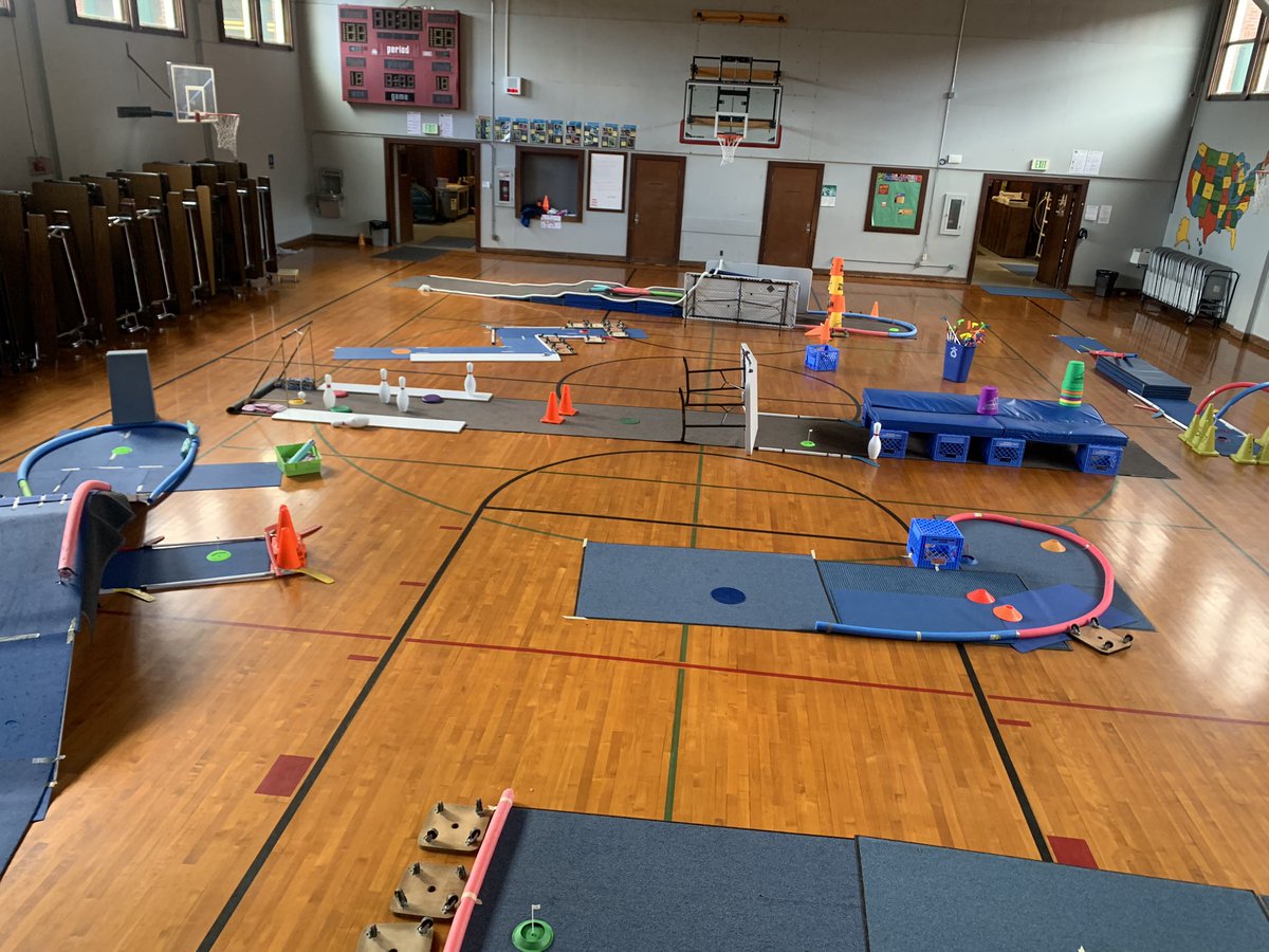 acme_p's tweet photo. Finished up mini-golf this week. All the students loved it. Yoga mats, entry rugs worked perfectly for the fairways. Faces on the putters to help younger kids remember how to hold the clubs correctly. #physed #minigolf #puttputtgolf https://t.co/sFXYNUrQQo