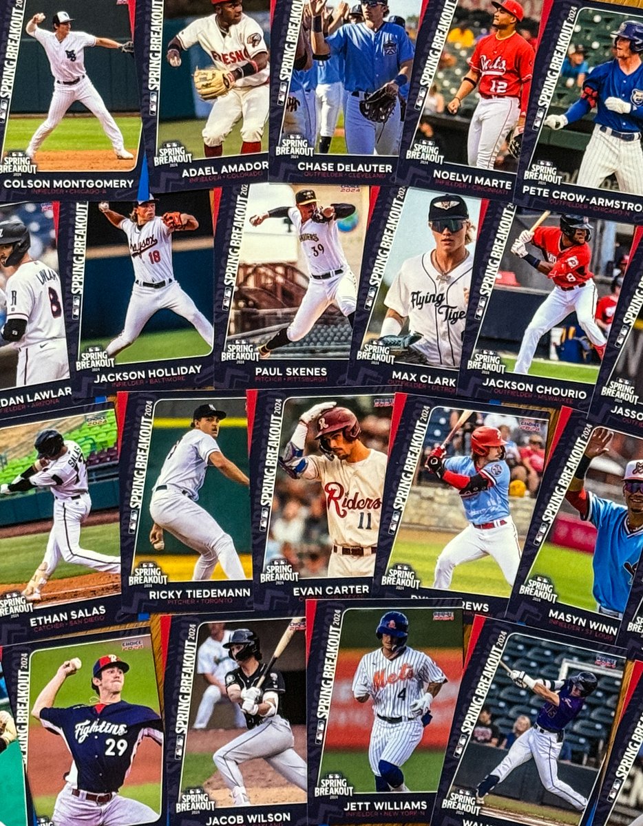 Select attendees at Spring Breakout games will receive a free pack of cards featuring each @MLB team's No. 1 prospect. We have a pack to give away now. Follow and repost for a chance to win.