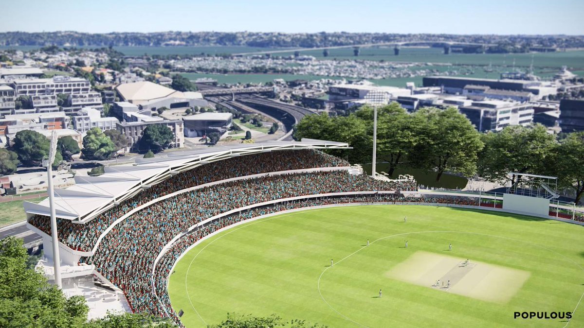 A proposal is in place to turn Auckland’s Victoria Park into an international cricket venue, according to a report. Read more: bit.ly/3V9eq46 📷 Populous