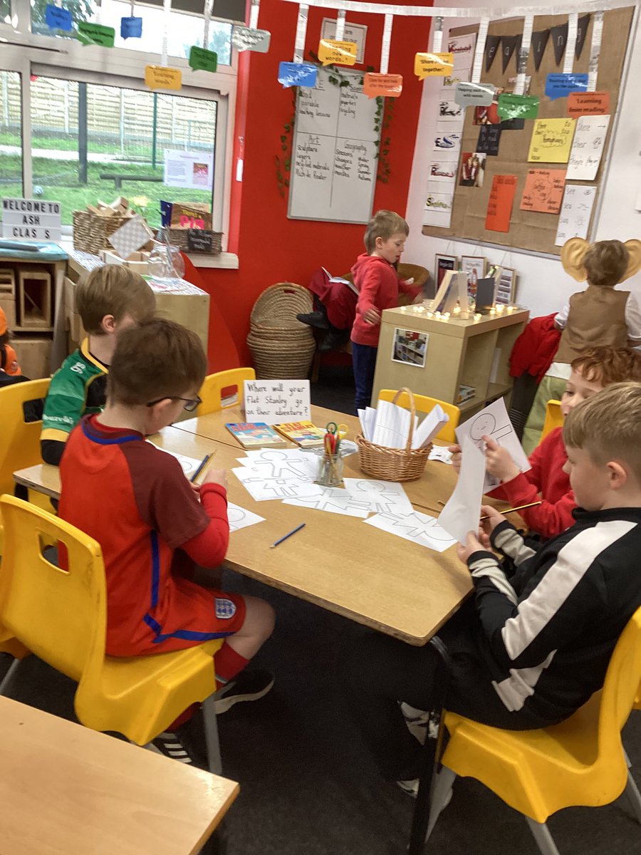 mrsndelo's tweet photo. @CottinghamCofE @WorldBookDayUK  Ash and Willow had a super morning enjoying stories, making book marks, using books to inspire painting and making Flat Stanley as well as having tea with a tiger! https://t.co/gBBufbEPPX
