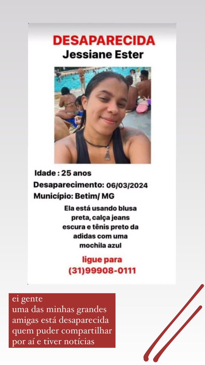 reiseovento's tweet photo. ei gente 
uma das minhas grandes amigas está desaparecida
estava em uma situação delicada de saúde mental 
se quem puder compartilhar por aí 🤍 https://t.co/ybj9yzRQWO