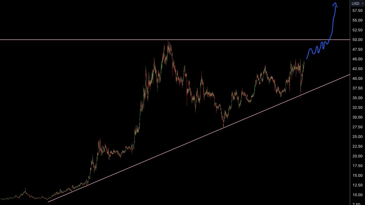 $AVAX chart looks incredibly bullish

Once it breaks $50, it will enter price discovery mode, and the FOMO will kick in fast. People who made money on $SOL and $ETH will be looking to rotate to the next pump, and if history is any indicator, it will be Avalanche.