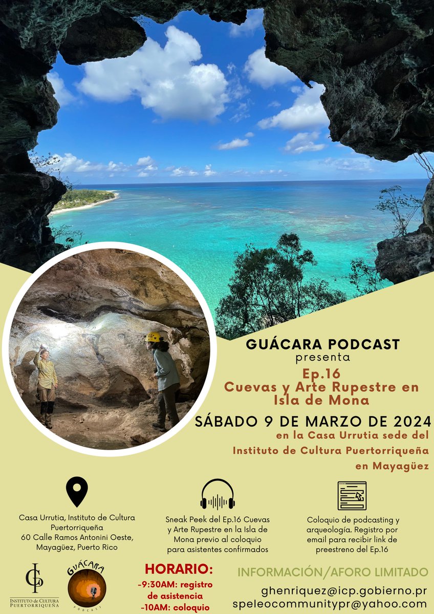 Alice Samson 🌈 (@samsonalice3) on Twitter photo Podcast alert ⚠️ So excited and honoured that the next and imminent ep.16 of Guácara podcast (on caves and caving history in puerto rico and beyond) features our work on Mona Island. cuevaspr.org/podcast/ <a href="/ArchAncHistLeic/">School of Archaeology & Ancient History</a> <a href="/PerezMariaAle/">Maria A. Perez</a> supported by <a href="/ahrcpress/">Arts and Humanities Research Council</a> <a href="/icppr/">Instituto de Cultura Puertorriqueña</a> <a href="/DRNAPR/">DRNA</a> Podcast alert ⚠️ So excited and honoured that the next and imminent ep.16 of Guácara podcast (on caves and caving history in puerto rico and beyond) features our work on Mona Island. cuevaspr.org/podcast/ <a href="/ArchAncHistLeic/">School of Archaeology & Ancient History</a> <a href="/PerezMariaAle/">Maria A. Perez</a> supported by <a href="/ahrcpress/">Arts and Humanities Research Council</a> <a href="/icppr/">Instituto de Cultura Puertorriqueña</a> <a href="/DRNAPR/">DRNA</a>