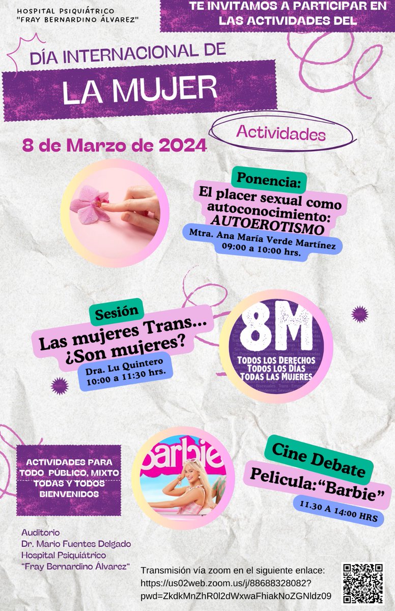 Dia internacional de la mujer!!! no se trata de pintar paredes... Comparto algunas actividades del Hospital Fray Bernardino Álvarez bastante interesantes!