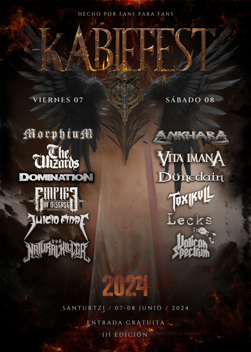 Ya tenemos el cartel definitivo por días de Kabiefest.

Nos vemos el 8 de Junio en Santurtzi con este pedazo de cartel... Y gratis 🎉🎉

¡¡Os esperamos a todos!!

🔥🔥🔥

#VITAIMANA #VI #KABIEFEST <a href="/OnFireRockPromo/">ON FIRE</a>