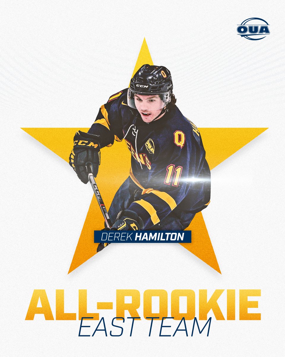 Congratulations to Queen's Men's Hockey's OUA All-Stars and All-Rookies ⭐ 

Dalton Duhart was named a first-team All-Star, Jacob Paquette and Jonathan Yantsis were named second-team All-Stars and Derek Hamilton was named an All-Rookie! 

#ForGold | #ChaGheill