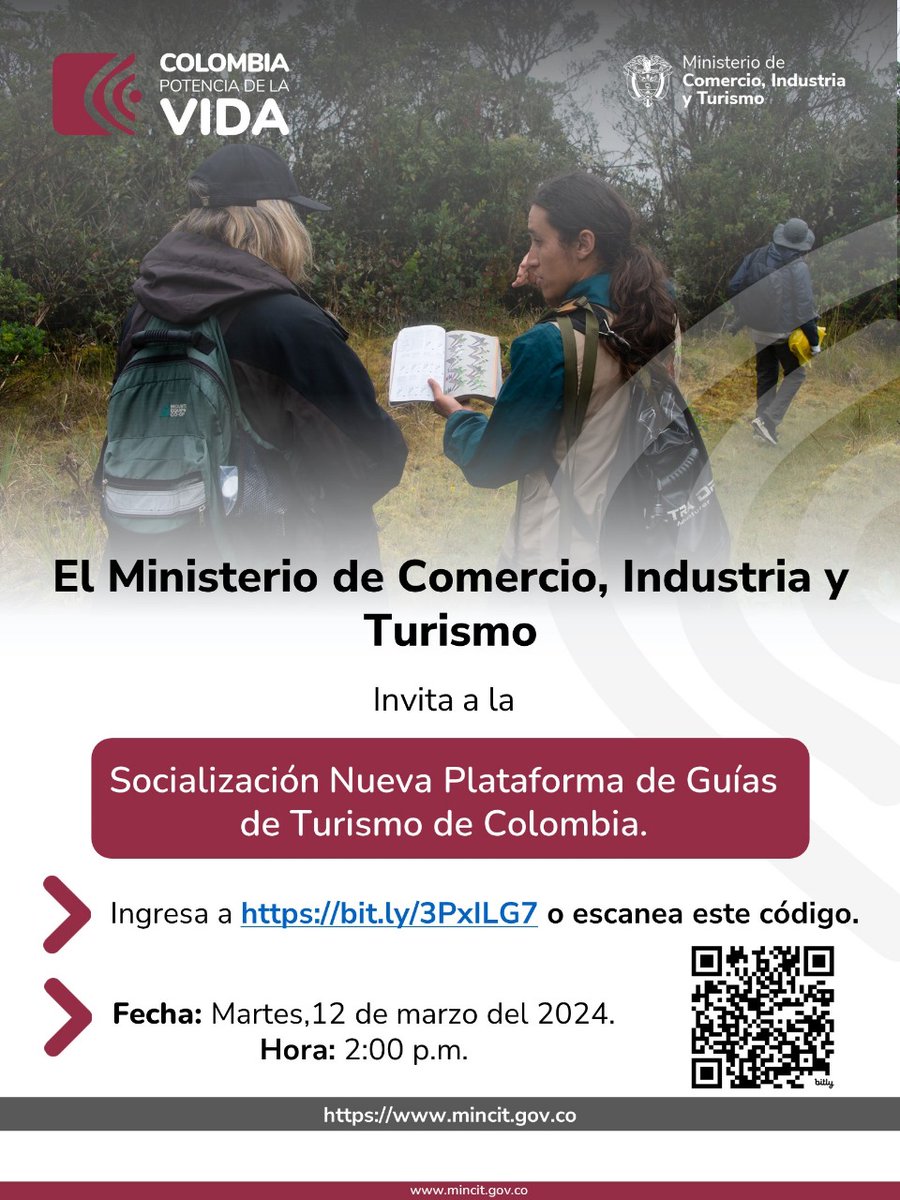 Bravoarthur's tweet photo. Convocamos a los guías profesionales de turismo, tecnólogos en guianza turística, secretarios de turismo y prestadores de servicios turísticos a conocer la plataforma que permitirá un ejercicio de la guianza más efectivo en Colombia, #ElPaísDeLaBelleza 👉 https://t.co/64QOx4iLng https://t.co/Dpz4U4IKQt