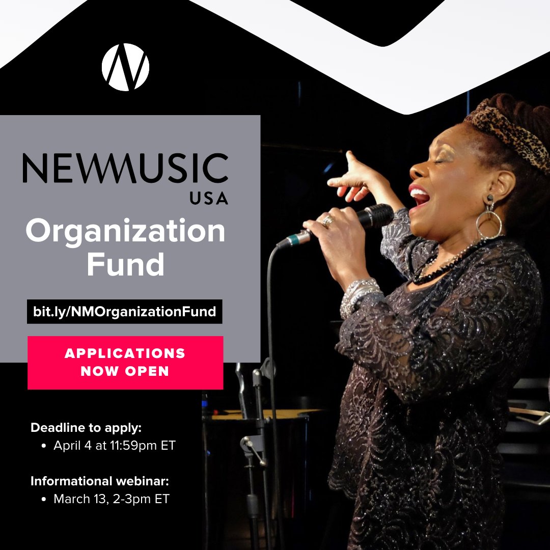 Applications for our 2024 Organization Fund are officially open! 📥

The New Music Organization Fund offers grants to non-profit organizations, performance groups, dance organizations, festivals, presenters, and venues that need support to sustain their programming of new music,