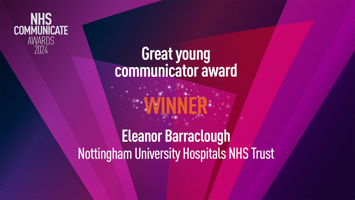 Huge congratulations to Eleanor Barraclough at @Nottmhospitals for our Great Young Communicator Award!

So well deserved 😊

#NHSCommunicate